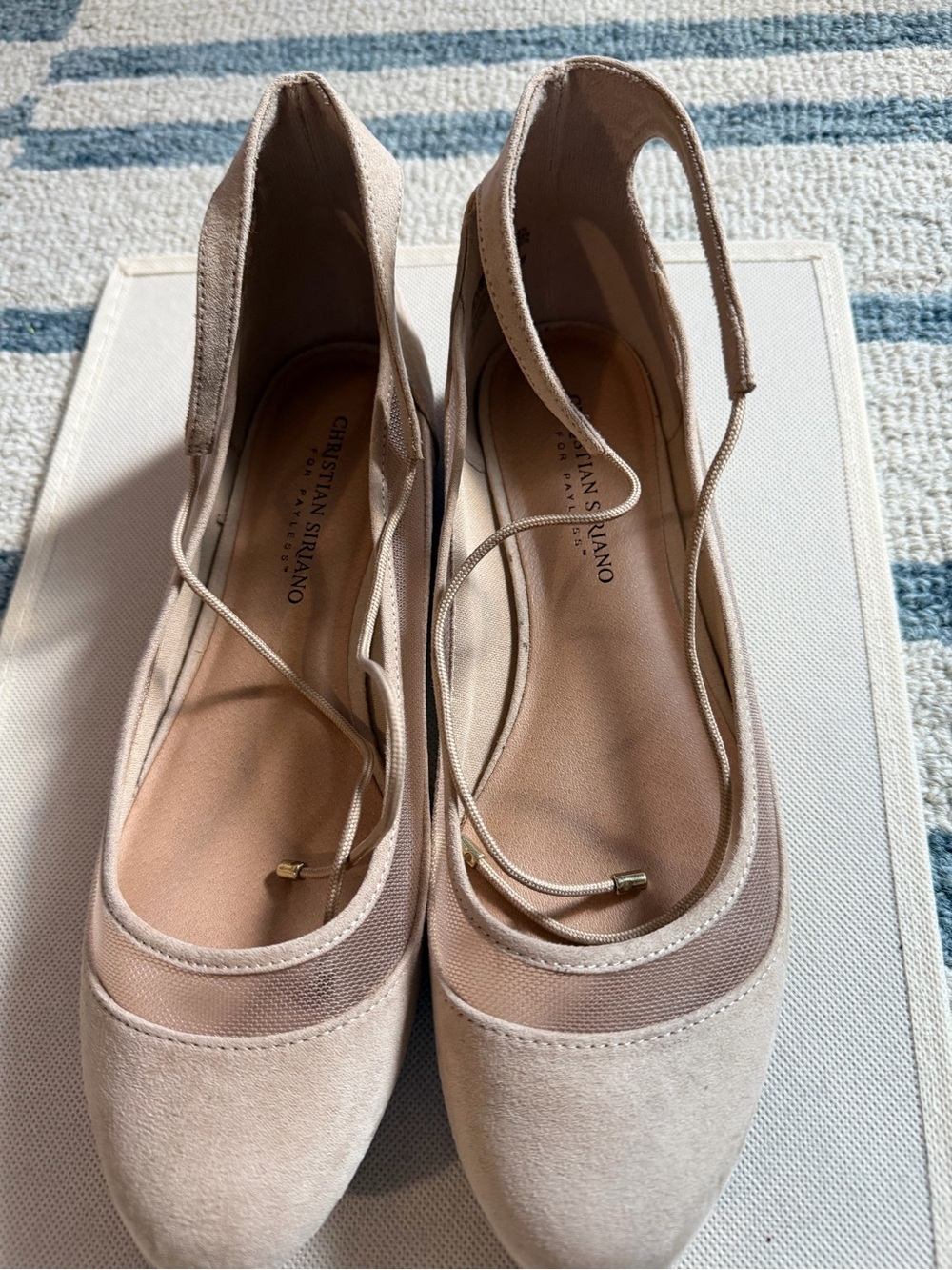 Christian Siriano Blush Suede Ballet Flats with Ankle Wrap